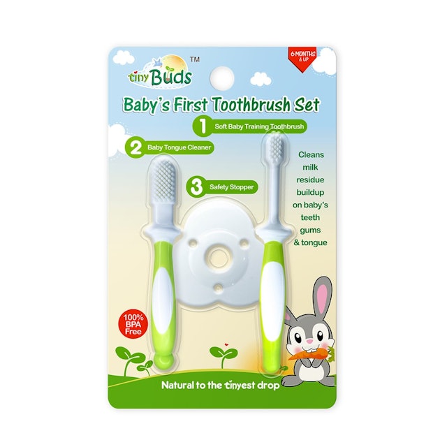 Tiny Buds Baby's First Toothbrush & Tongue Cleaner Set 1