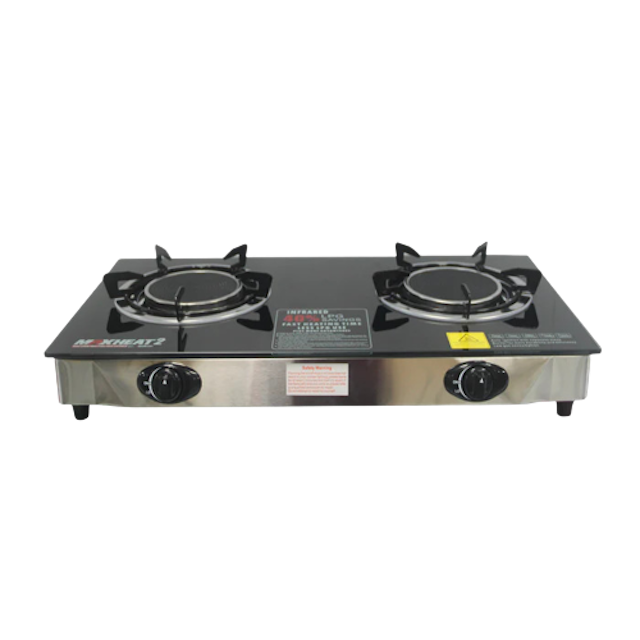 Astron Double Burner Ceramic Gas Stove with Tempered Glass Top  1