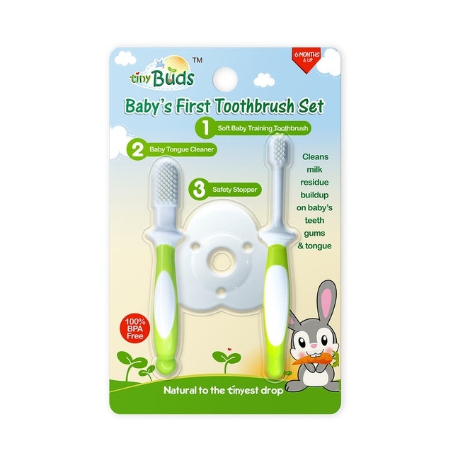 Tiny Buds Baby's First Toothbrush and Tongue Cleaner Set  1